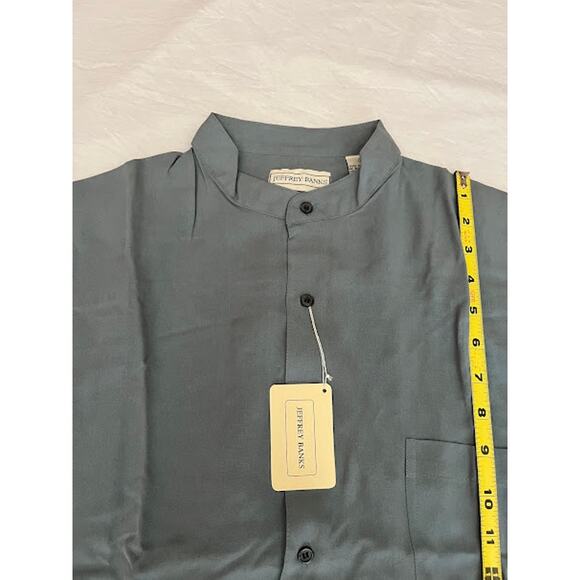 NWT VTG 90s Jeffrey Banks Shirt Silk Slate Blue Long Sleeve Button Down Sz L - Picture 5 of 6
